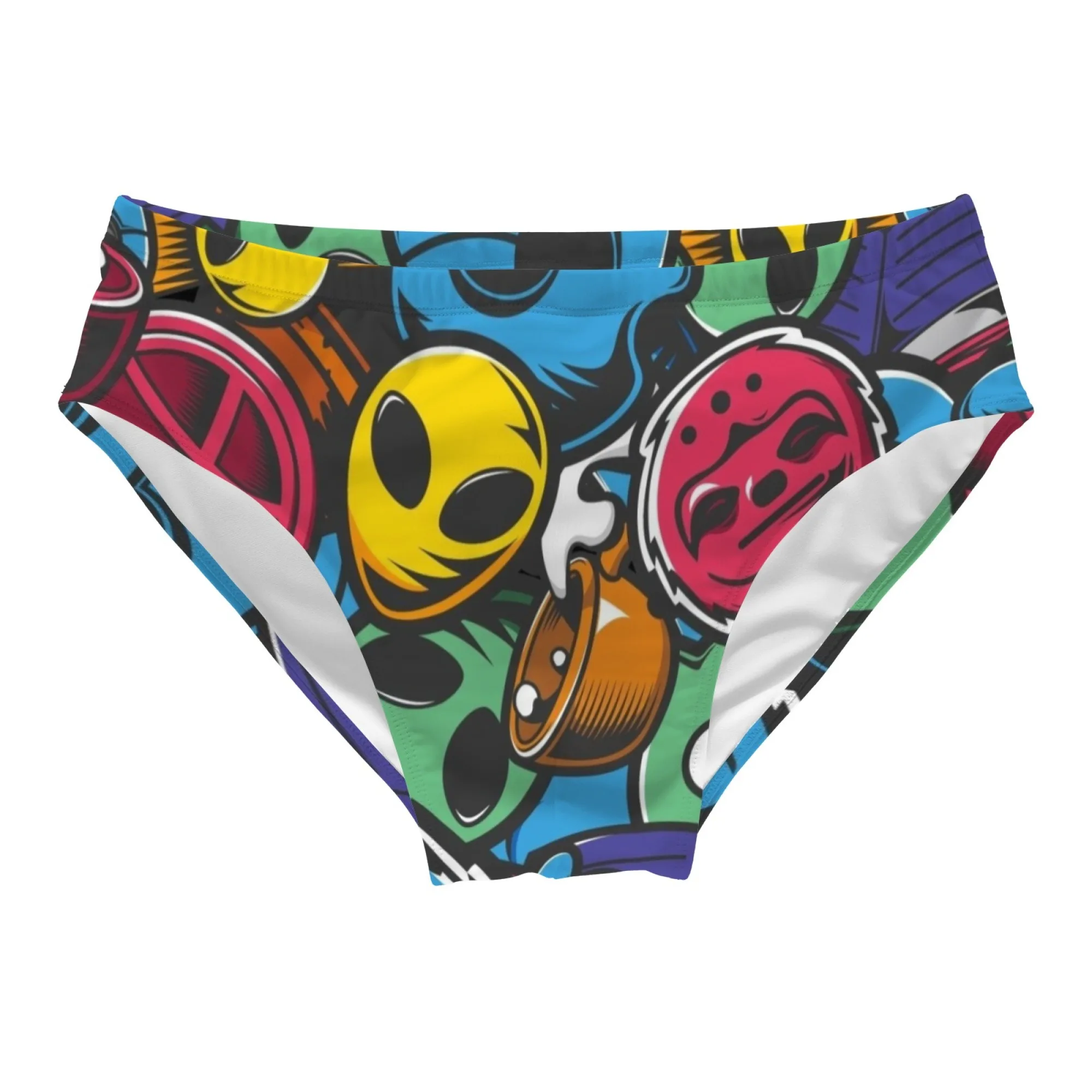 Pop Art Graffiti Swim Trunks Slim Fit Durable Drawstring Triangle Swim Trunks Water Parks Island Sunbathing Men's Vacations Gift