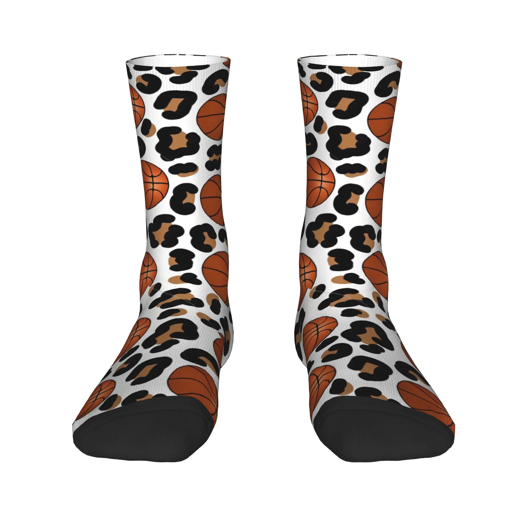 Leopard Print Basketball Seamless Pattern Socks Autumn  Stockings Harajuku Women Men Comfortable Socks Running Non Slip Socks