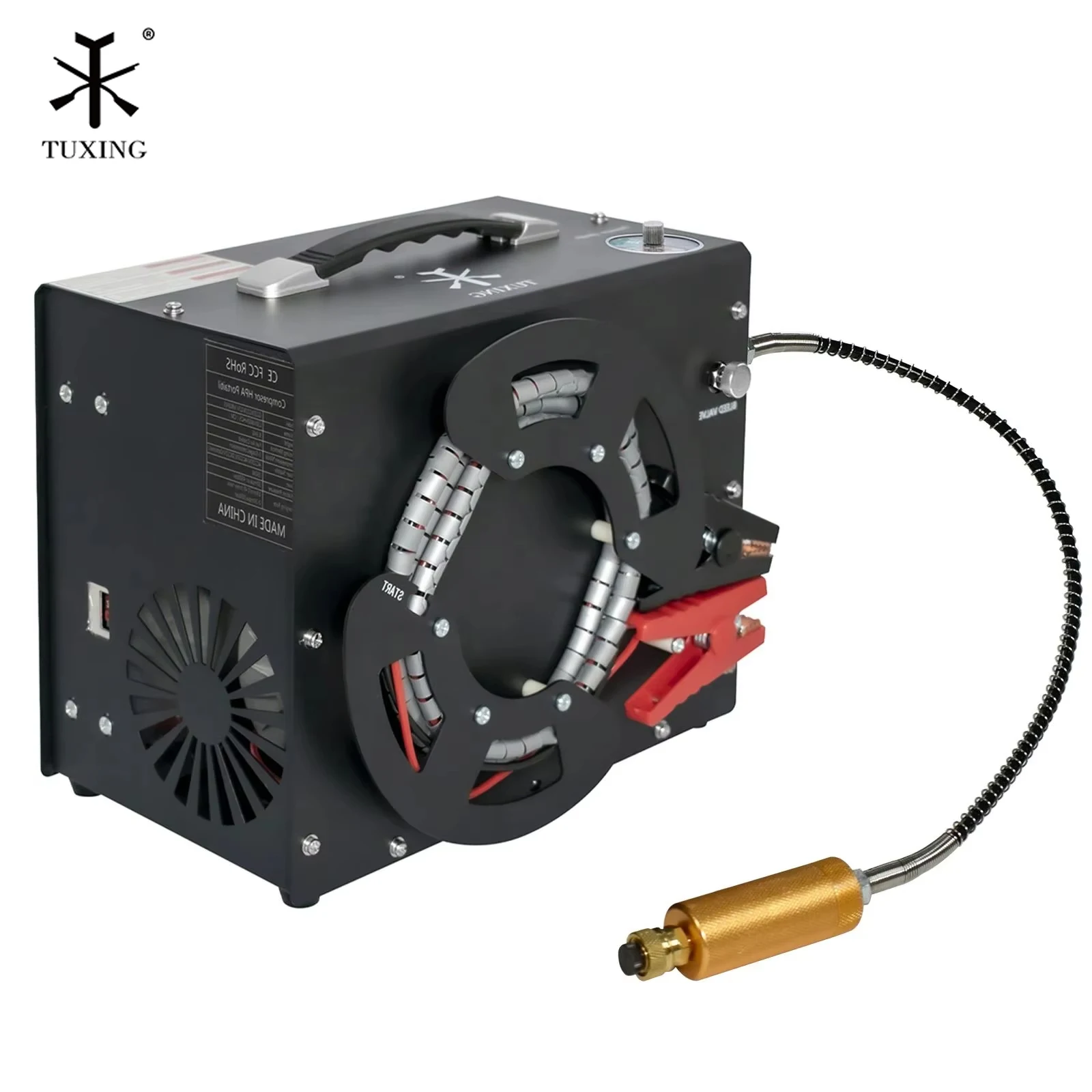 TUXING TXES062 300Bar PCP Auto-stop Air Compressor 4500Psi High Pressure Portable Compressor Built-in Power Adapter for Diving