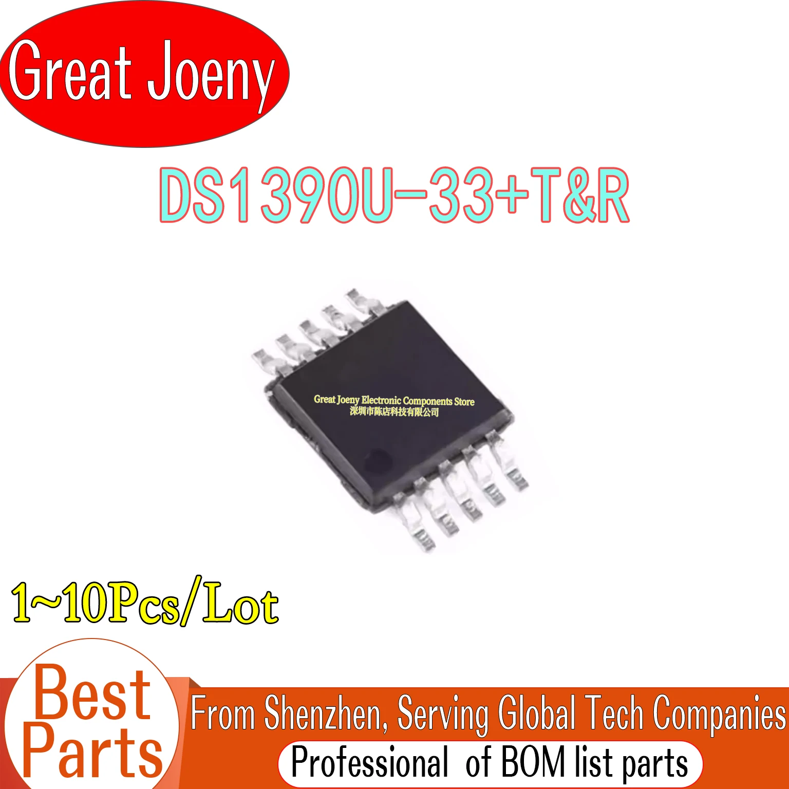 (1-10 Piece)100% New DS1390U DS1390U-33+T&R 1390A3-33 1390A3-3.3 1390A3 IC Chipset MSOP-10