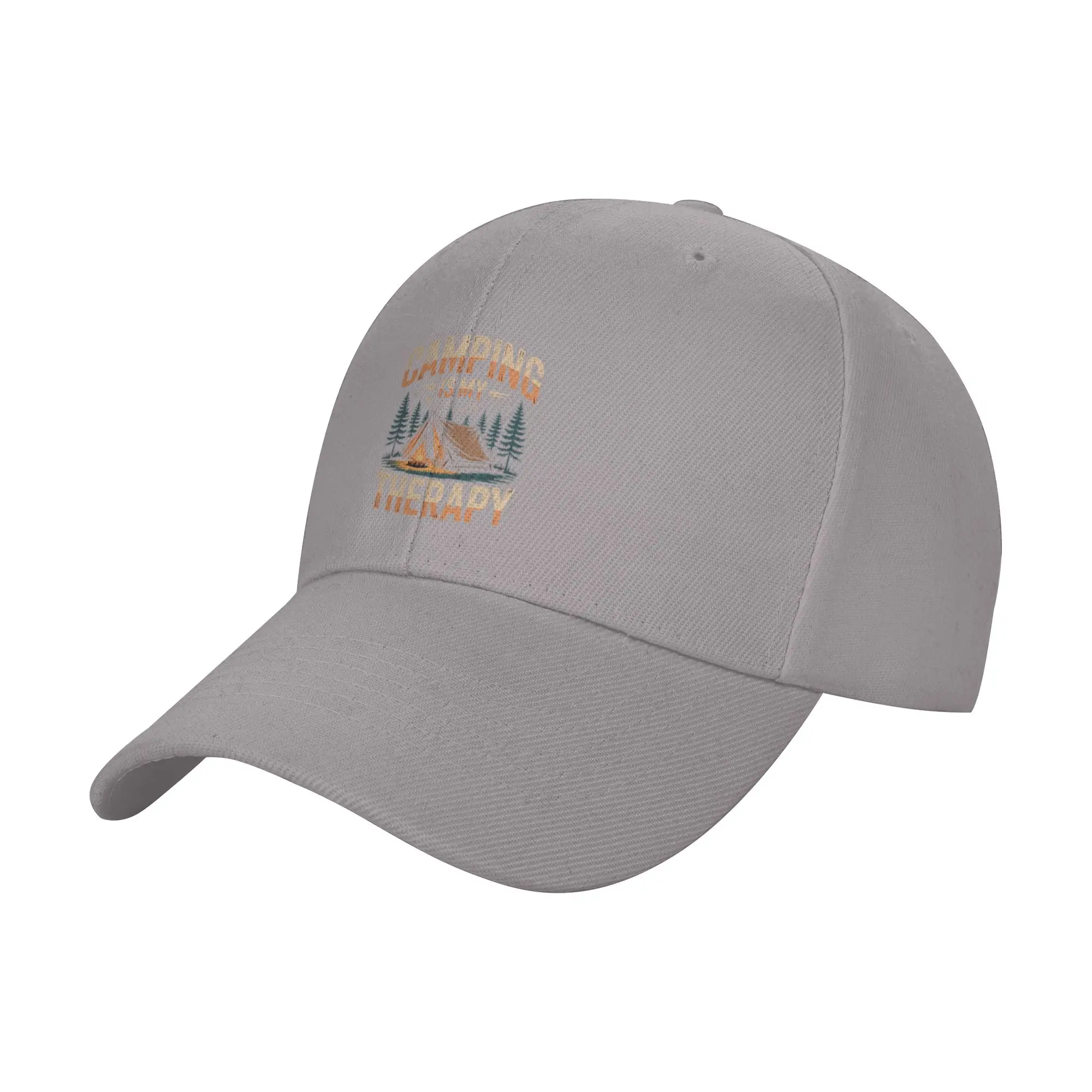 Camping Is My Therapy Fun Outdoor Campfire Family Vacation Trendy Baseball Cap Jogging Easy Clean Sports Cap