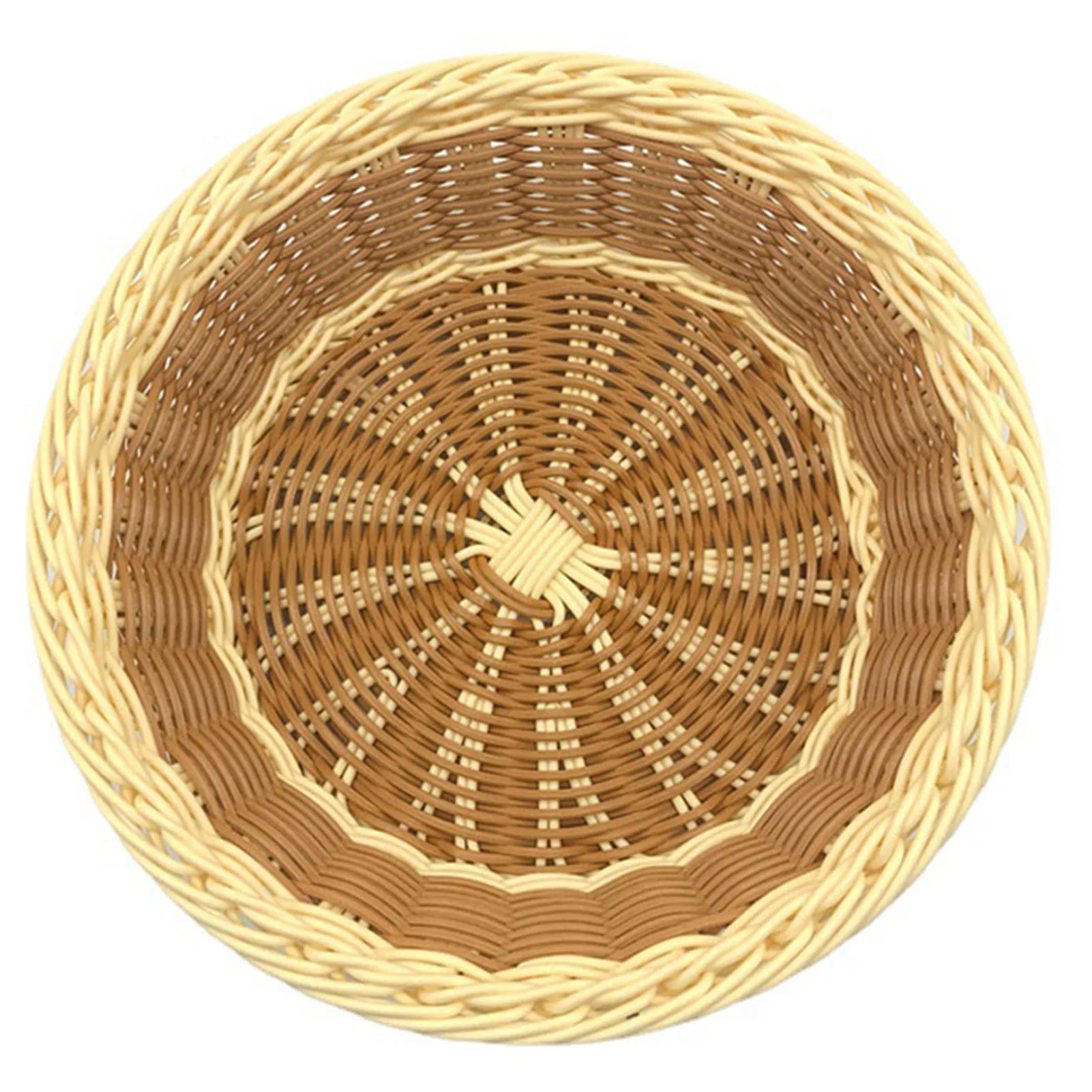 Imitation Rattan Round Fruit Baskets Multipurpose Woven Bread Baskets for Bread Candy Fruit Vegetable xqmg