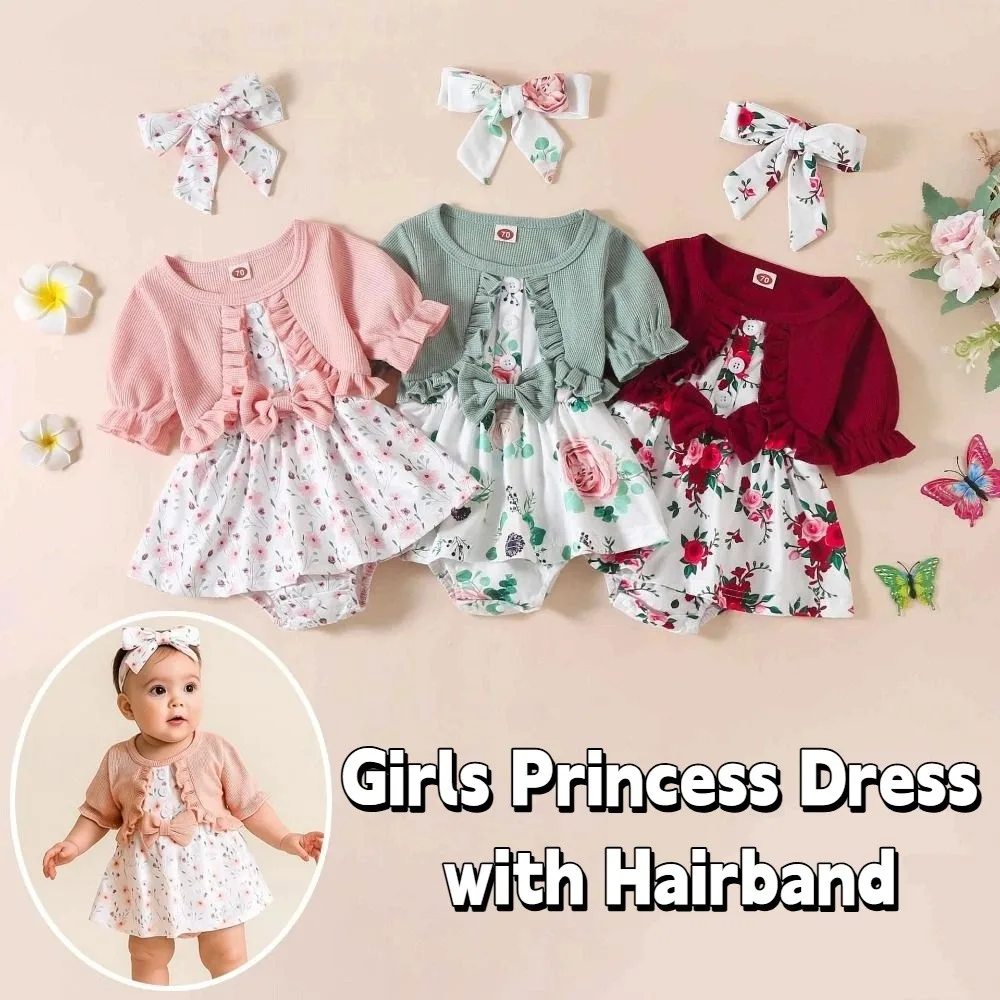 

Элегантное платье принцессы для малышей с бантом, хлопковое летнее детское боди с цветочным принтом, милый детский ложный комбинезон из 2 предметов, платье для пляжного отдыха