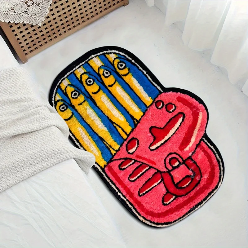 VIKAMA Sardine-Print Rug: Non-Slip and Easy to Clean—Perfect for Bedroom Entrances, Bedside, Bathrooms, and Home Decor