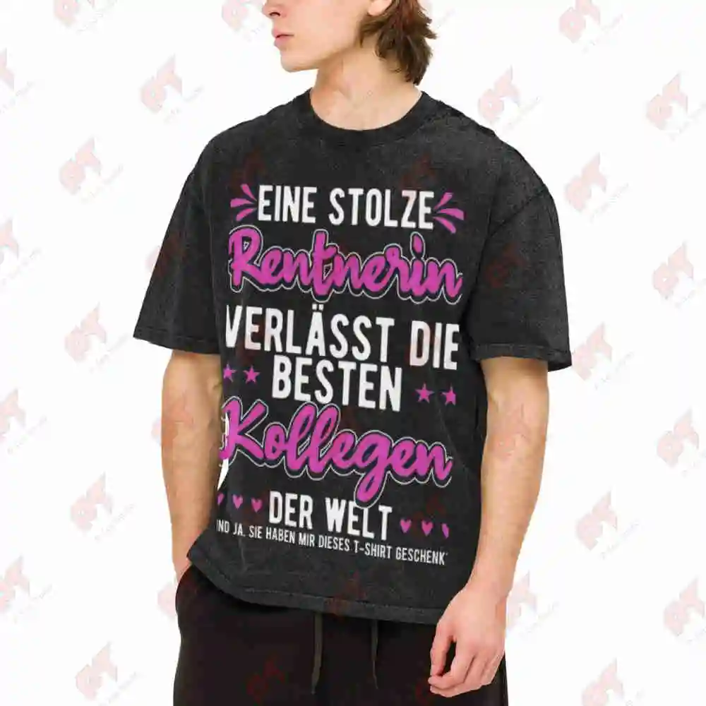 German Retirement Farewell Slogan Vintage Washed Tee Pure Cotton T-Shirt
