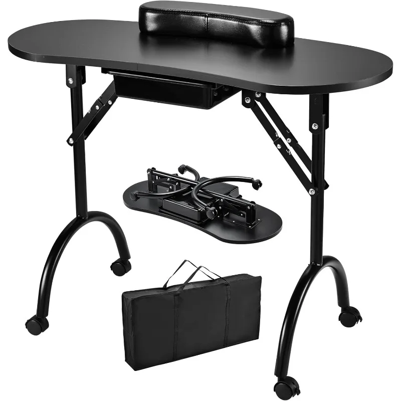 

Portable Nail Table Manicure Desk Foldable Nails Tech Station Professional Nail Desk with Drawer