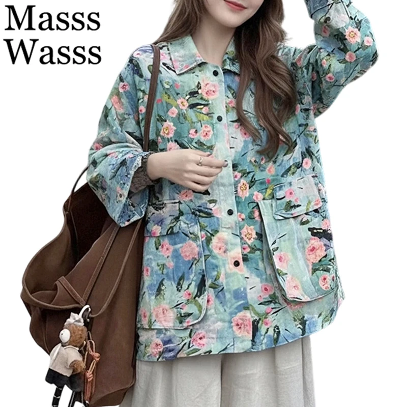 

Masss Wasss Chinese Design Vintage Loose Tops Womens 2026 Fashion Luxury Floral Shirts Females Leisure Classic Elegant Blouses