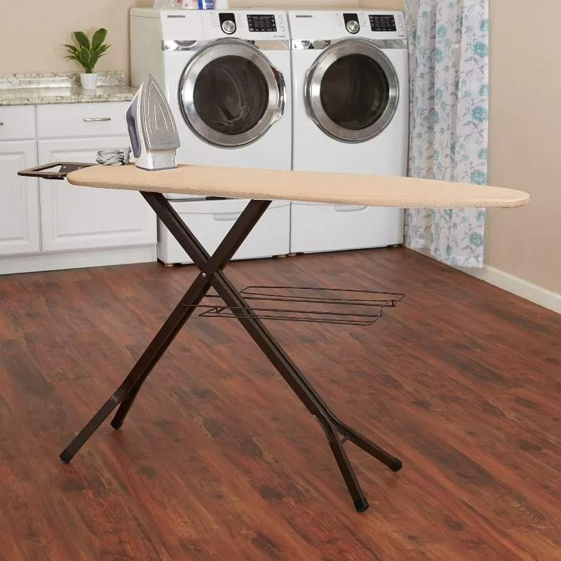 Bronze Deluxe Ironing Board with Iron Rest and Clothes Rack