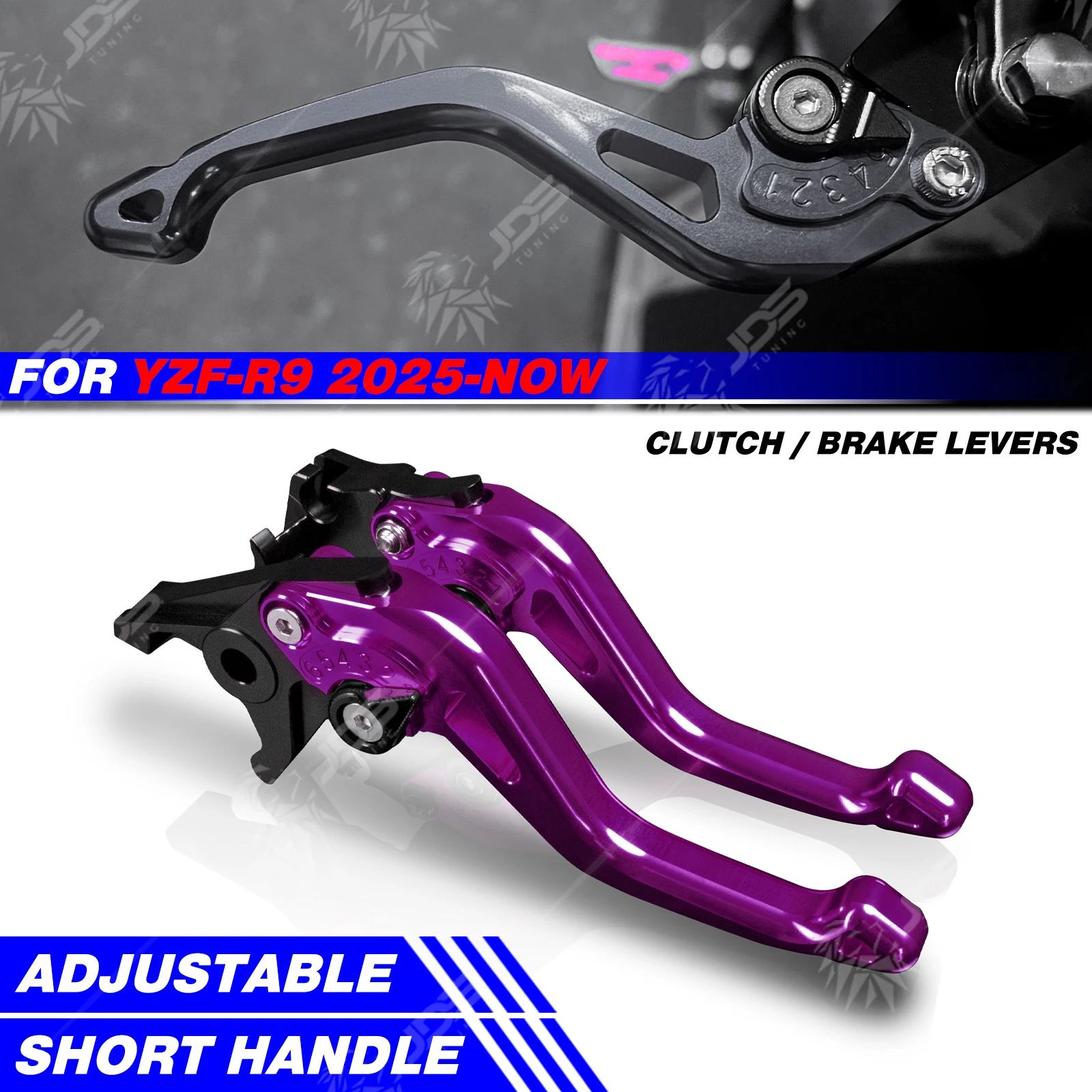 For Yamaha YZF-R9/YZFR9 2025-NOW Racing Short Brake Lever Adjustable Handle Levers 3-Fingers Motorcycle Accessories Parts