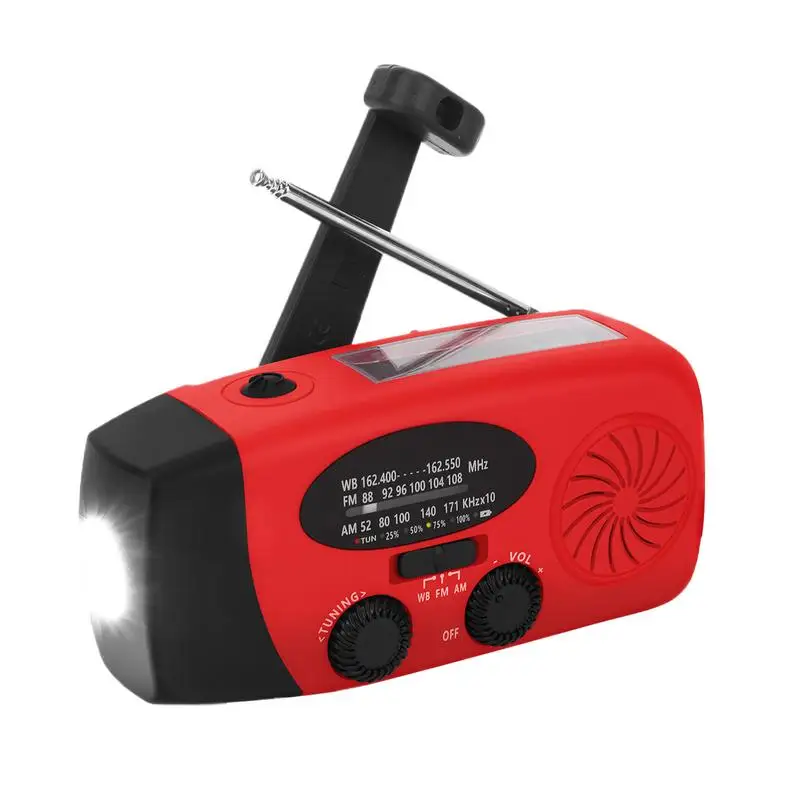 

Weather Radio Hand Crank Camping Radio Reading Light Headphone Jack Solar Panel Survival Equipment for Preparedness Trip
