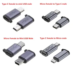 Type C Female to Micro USB/TypeC Female to Mini USB/Micro USB Female to Type C/Micro USB Female to Mini USB Connector Adapter