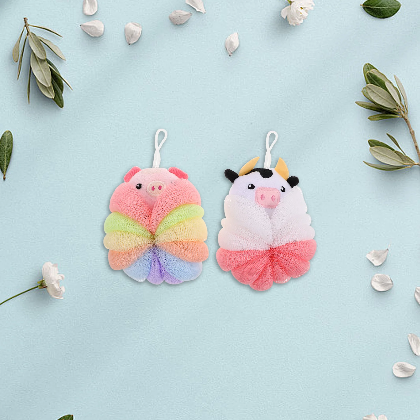

2Pcs Animal Bath Sponges Large Cute Cartoon Loofahs Kids Shower Exfoliating Bath Scrubber Toddler Body Sponge Fun Easy
