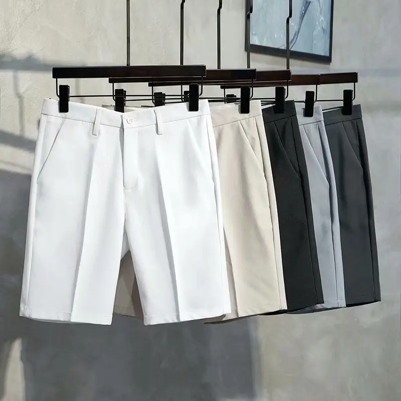 

Summer Briti Sle Slimming Casual Men's ort Pants Loose Straight Leg Five-Quarter Trousers Faionable Youth Active Wear