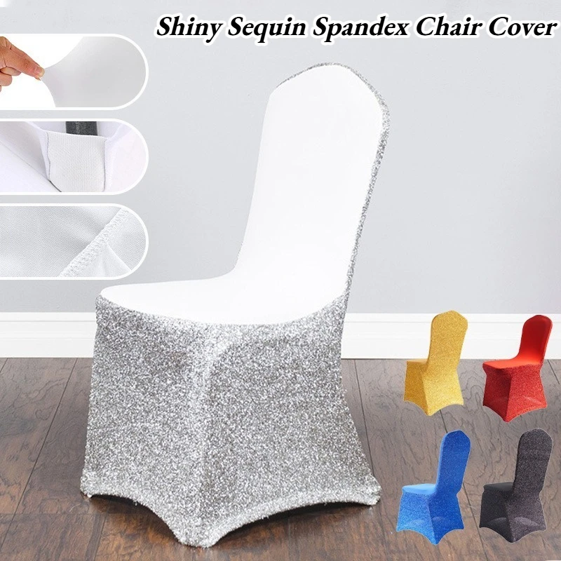 1/6pcs Shiny Sequin Gold Silver Color Spandex Chair Cover for Wedding Banquet Birthday Party Hotel  Luxury Decoration Decoration