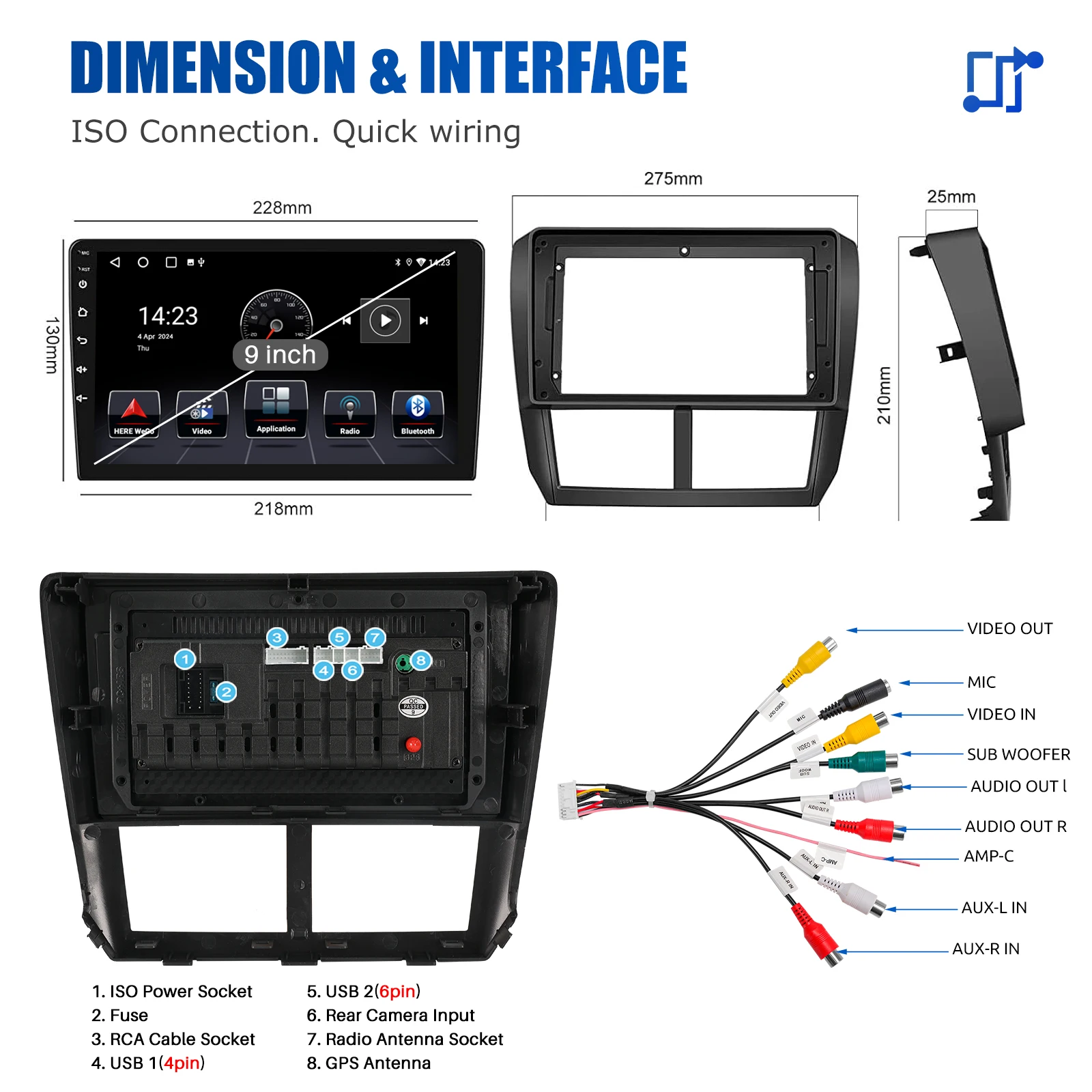 أندرويد 15 راديو السيارة مشغل وسائط متعددة لسوبارو فورستر 3 SH WRX 2007-2013 لسوبارو امبريزا GH GE 2 Din GPS رئيس وحدة DSP #6