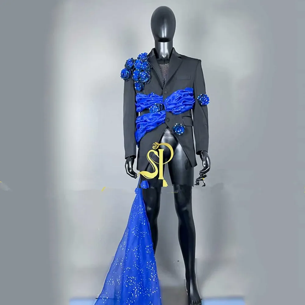 

Мужской сценический костюм для выступлений, одежда для певца, наряд для фестиваля, вечеринки, мужской костюм для шоу в ночном клубе, карнавальный костюм yj615