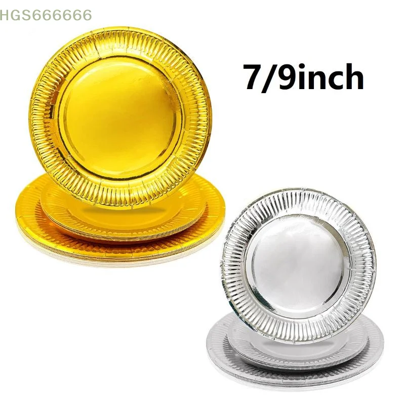 

Disposable Metallic Foil Paper Plates Shiny Gold Silver Finish Sturdy Build For Weddings Birthday Parties Festive Gatherings