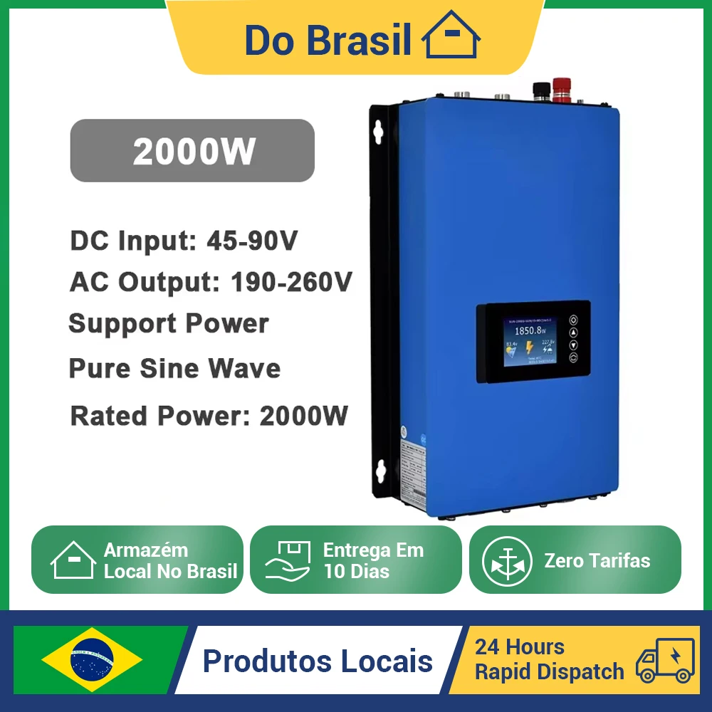 Y&H 2000W MPPT Grid Tie Inversor Solar DC45-90V para AC190-260V com Sensor Limitador 60V 72V Bateria Suporte Comunicação WiFi