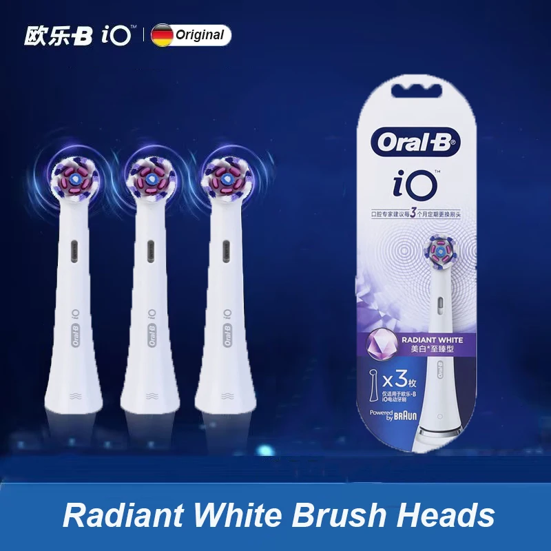 

Oral B iO Series Round Head Radiant White Brush Heads Polish Remove Teeth Stain and Dental Plaque Brush Refills 3pcs