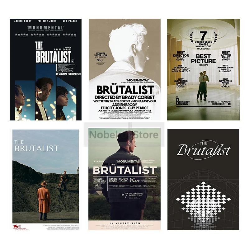 Póster Brutalista de películas, impresiones de películas Adrien Brody, pintura en lienzo, imágenes artísticas de pared Brutalist, decoración para el hogar y la sala de estar
