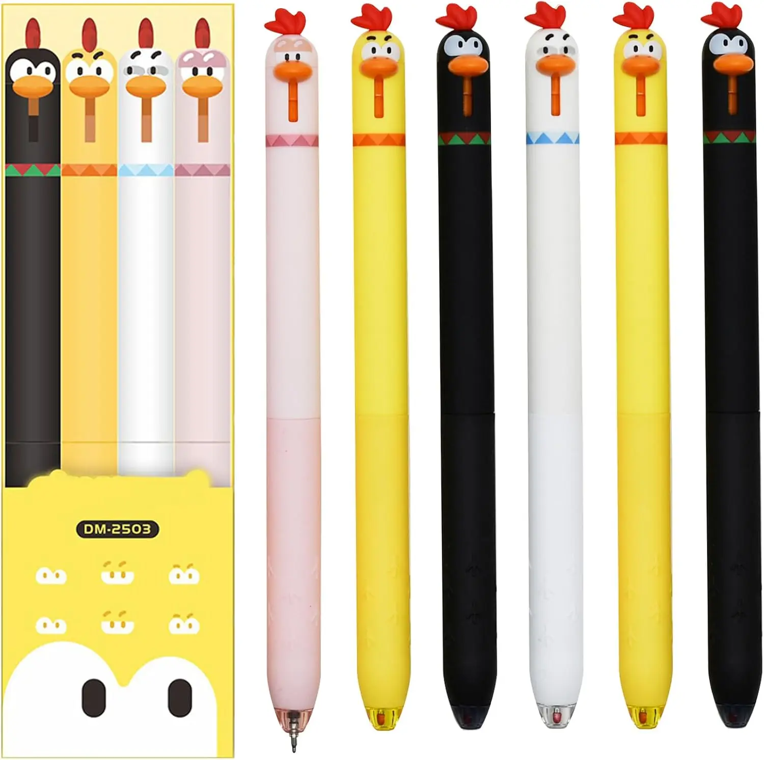 

8 PCS Retractable Chicken Rollerball Gel Pens Novelty Rooster Pen Cute Fun Cartoon Animal Pens Ink for School Party Stationery