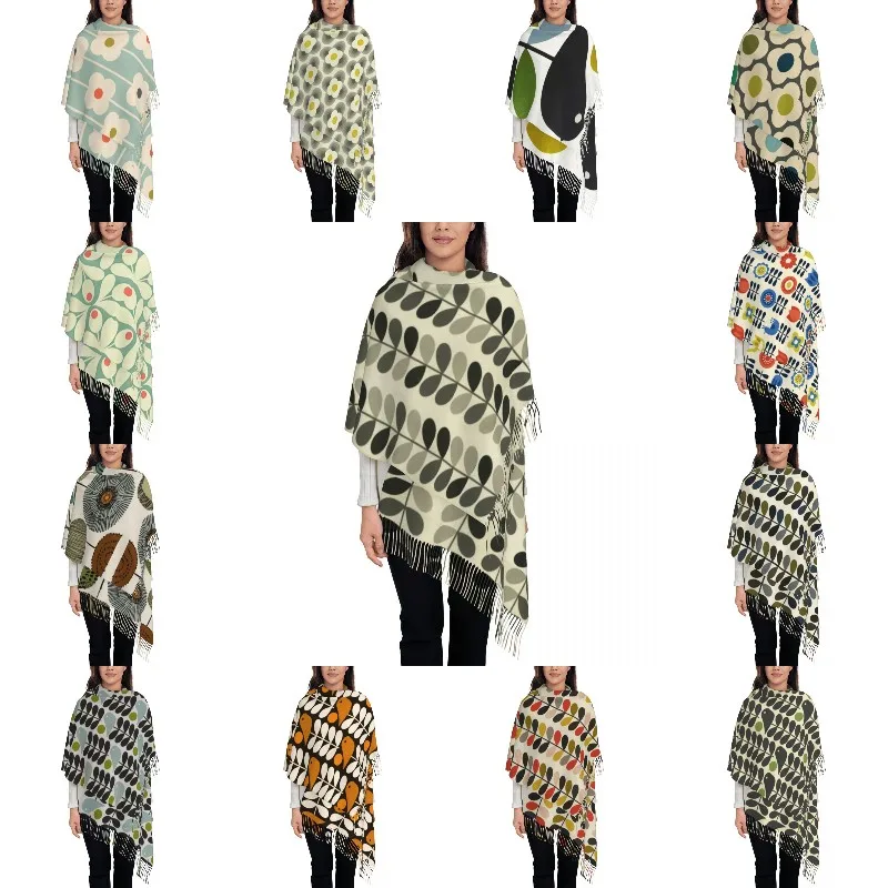 

Ladies Large Kiely Orla Multisteam Flowers Scarves Women Winter Thick Warm Tassel Shawl Wraps Floral Geometric Abstract Scarf