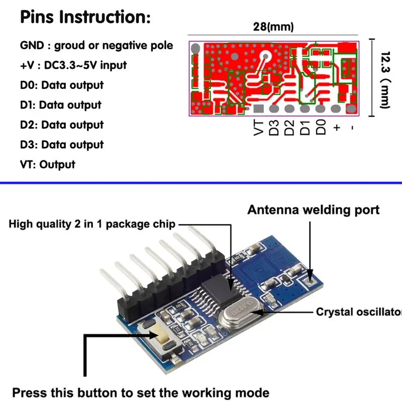 433 Mhz RF pilot zdalnego sterowania przełącznik nadajnika 4 kanałowy Mini przekaźnik odbiornik Moudle 70 metrów zasięg zdalnego ON OFF nadajnik