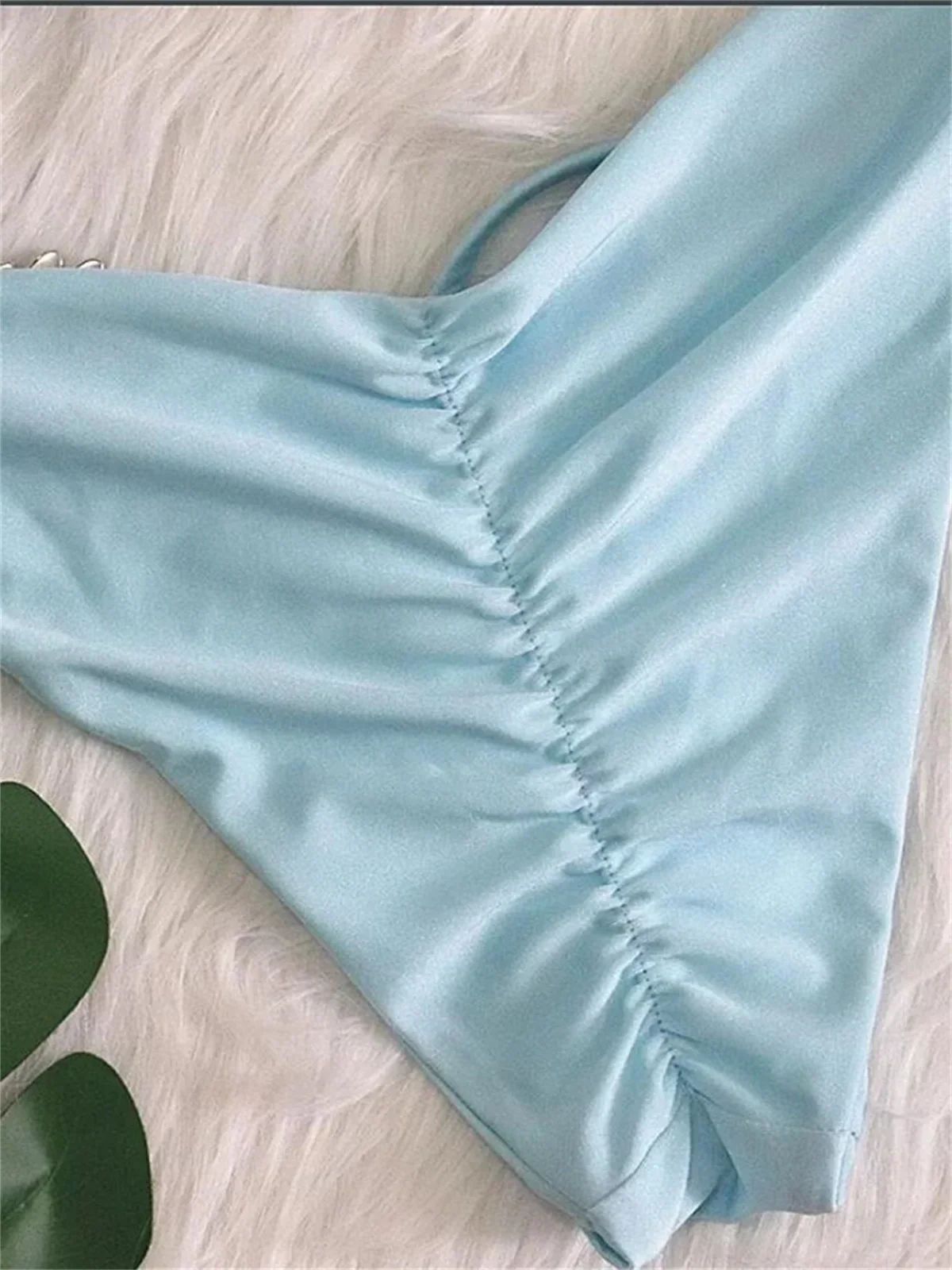 Sexy bikini met één schouder, luxe glanzende blauwe diamant uitgesneden push-up badpak, kristal badpak, Braziliaanse string badmode 2025