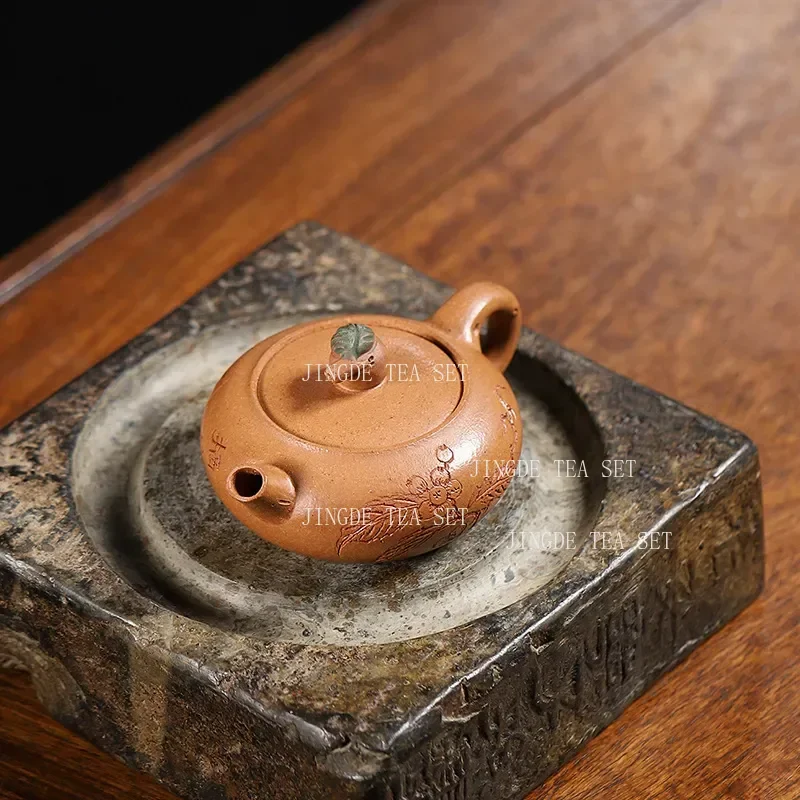 90ml Yixing Small Capacity Purple Clay Teapot Small Loquat Pot Cap Push Ball Hole Teapot Household Chinese Style Tea Pot