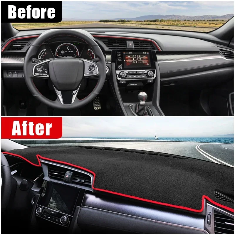 

Car Dashboard Cover Avoid Light Pad Sun Shade Case Anti-UV Carpets Non-Slip Mats For Honda Civic 10th 2016 2017 2018 2019 2020