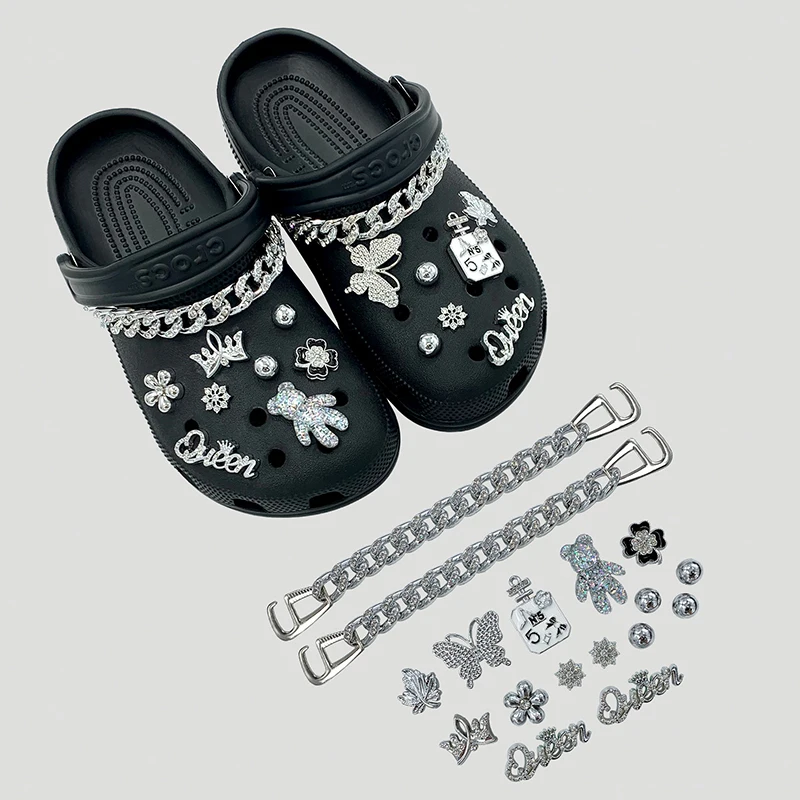 Luxury Pearls Crystal Clogs Shoe Decoration 2026 New DIY Detachable Shoe Charm Fashion Flowers Chain Garden Shoes Decor