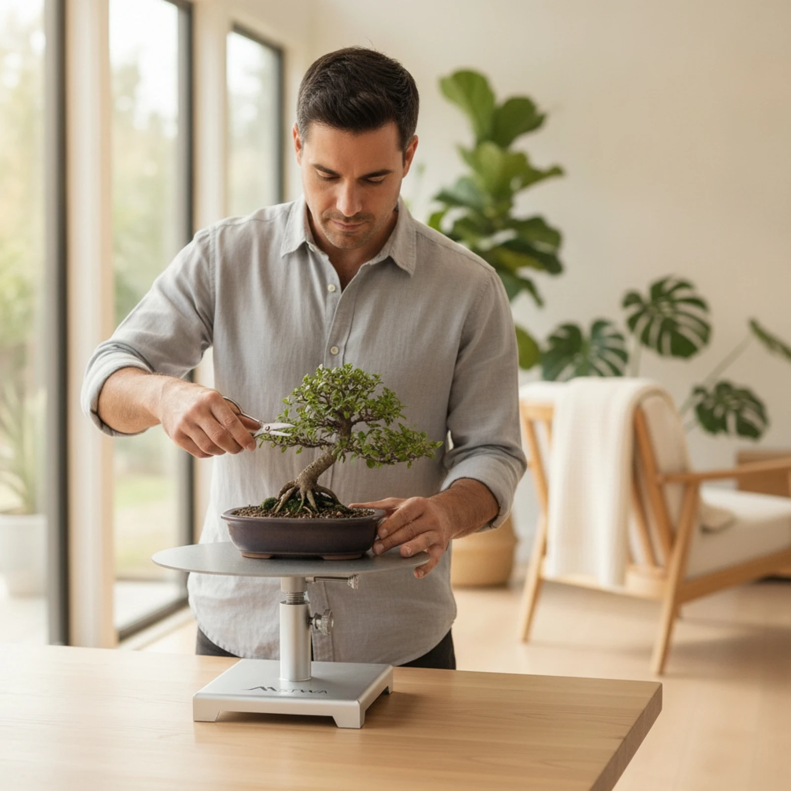 Bonsai Gardening - Supporto per Bonsai con Altezza Regolabile,