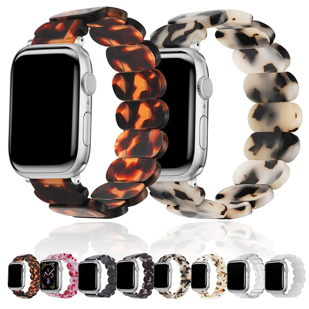 Stretchy Resin Watch Band for Apple Watch Series 11 10 9 8 7 6 SE Ultra 38/40/41mm 42/44/45/46/49mm Wristband Bracelet Women Men