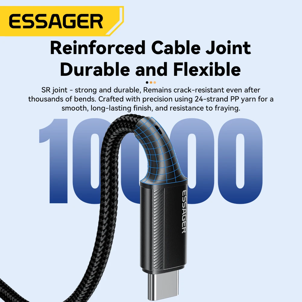 Essager 240W USB Type C Cable for iPhone 15 Pro Max PD3.1 Super Fast Charging Type C Cable 5A for Xiaomi Macbook Pro iPad Laptop