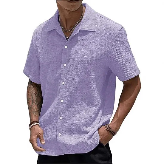 Blouse Men Summer Casual New short-sleeved Fashionable Casual Turn Down Collar Button Shirts Selling Well 2026 man's Clothing