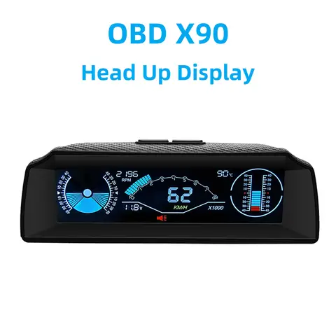 OBD X90 Head Up Display On-Board Computer Display OBD2 Car Speedometer OBD Gauge With Tilt Pitch Angle Protractor Display