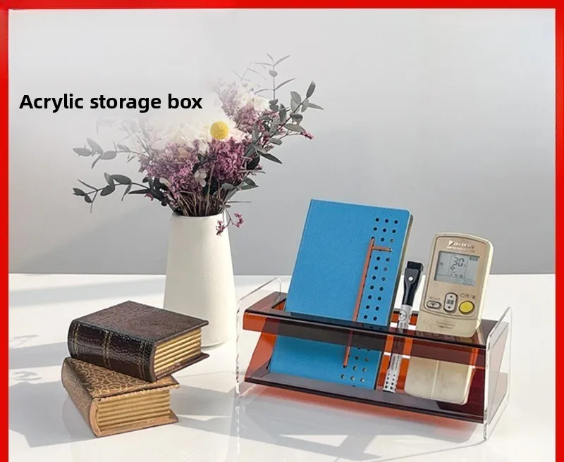 Acrylic remote control storage box Acrylic plate ornament magazine book display box Creative display stand ins wind