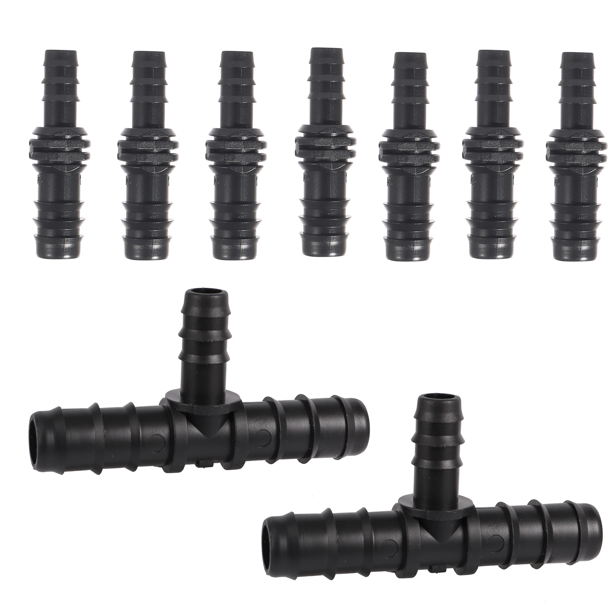 5Pcs DN12 to DN16 Pipe Reducing Water Connector Barbed Straight Tee Garden Irrigation Watering System Pipe Reducer Fittings