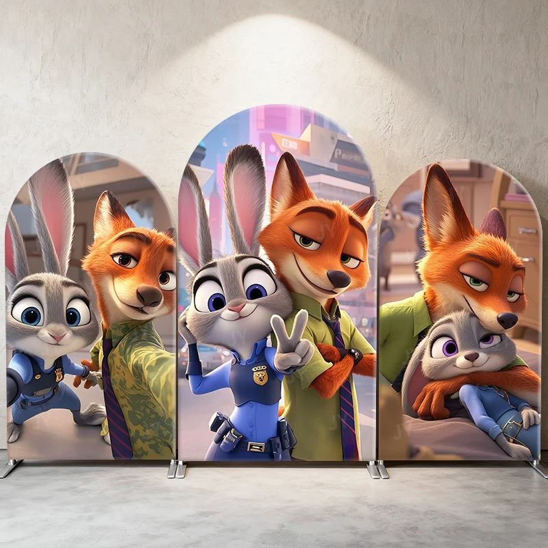 

Zootopia Arch Backdrop Cover Disney Theme Judy Nick Party Decoration Photo Background Birthday Wedding Baby Shower Event Supplie