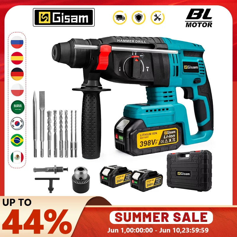 Makita – perceuse à percussion électrique sans balais de 26mm, marteau rotatif multifonctionnel, marteau à percussion sans fil, outils électriques pour broche de batterie 18V