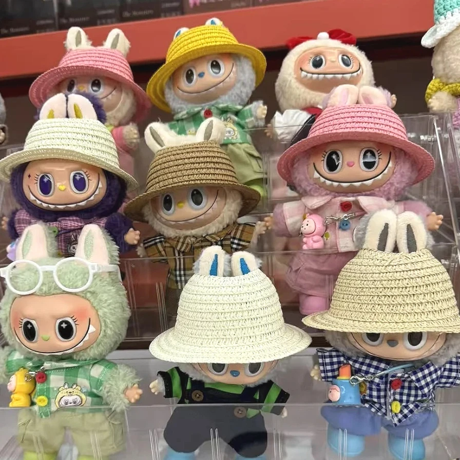 

Kawaii Cute 17cm Labubu 3.0 Accessories Color Match Hat Doll Straw Hat for Dollhouse Miniature Doll Accessories Kids Girls Toys