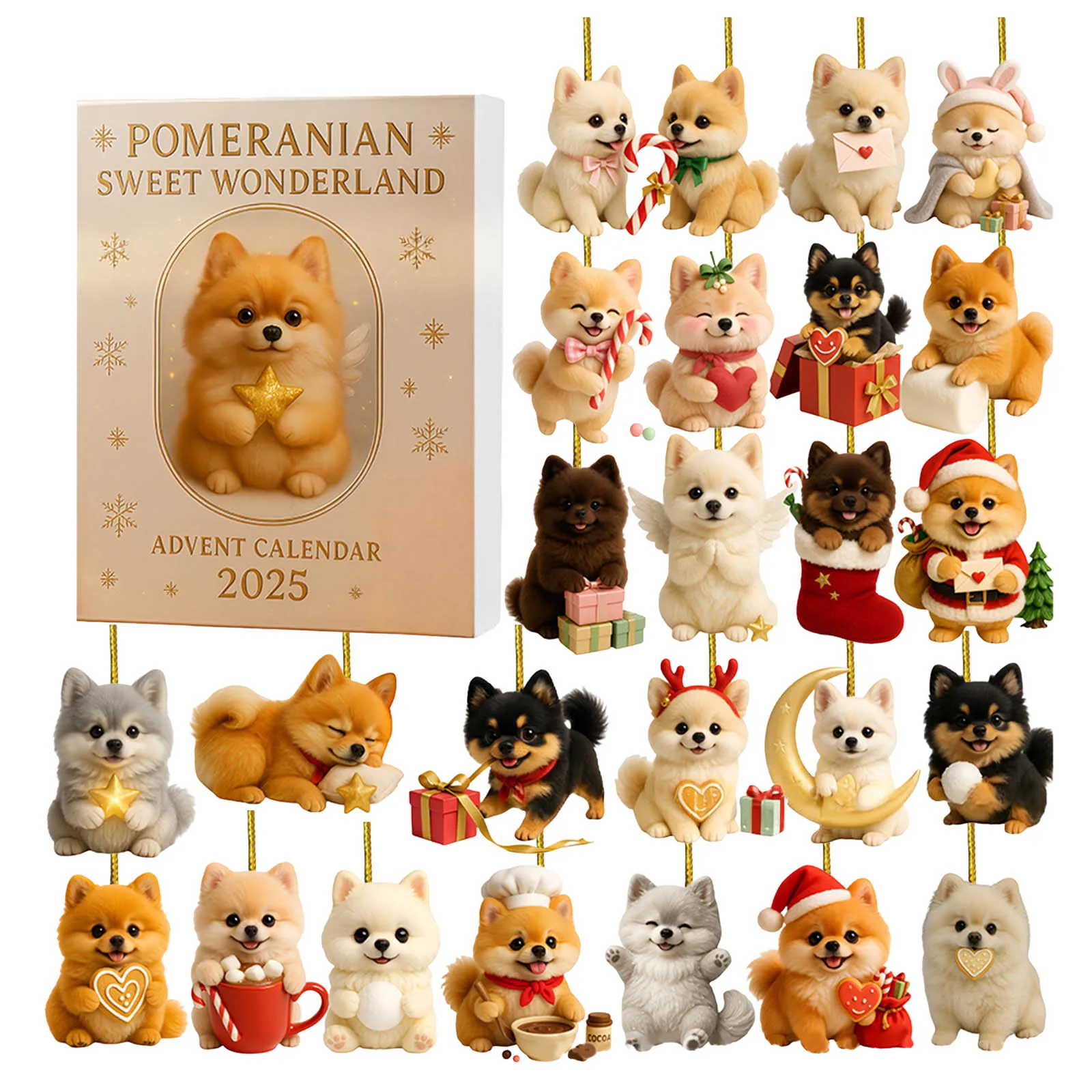 Lampki w słoiczku na baterie z timerem Słodki Kalendarz Adwentowy 2025 24 dni świątecznych niespodzianek Cyfrowy zegar z timerem dla psa Duży