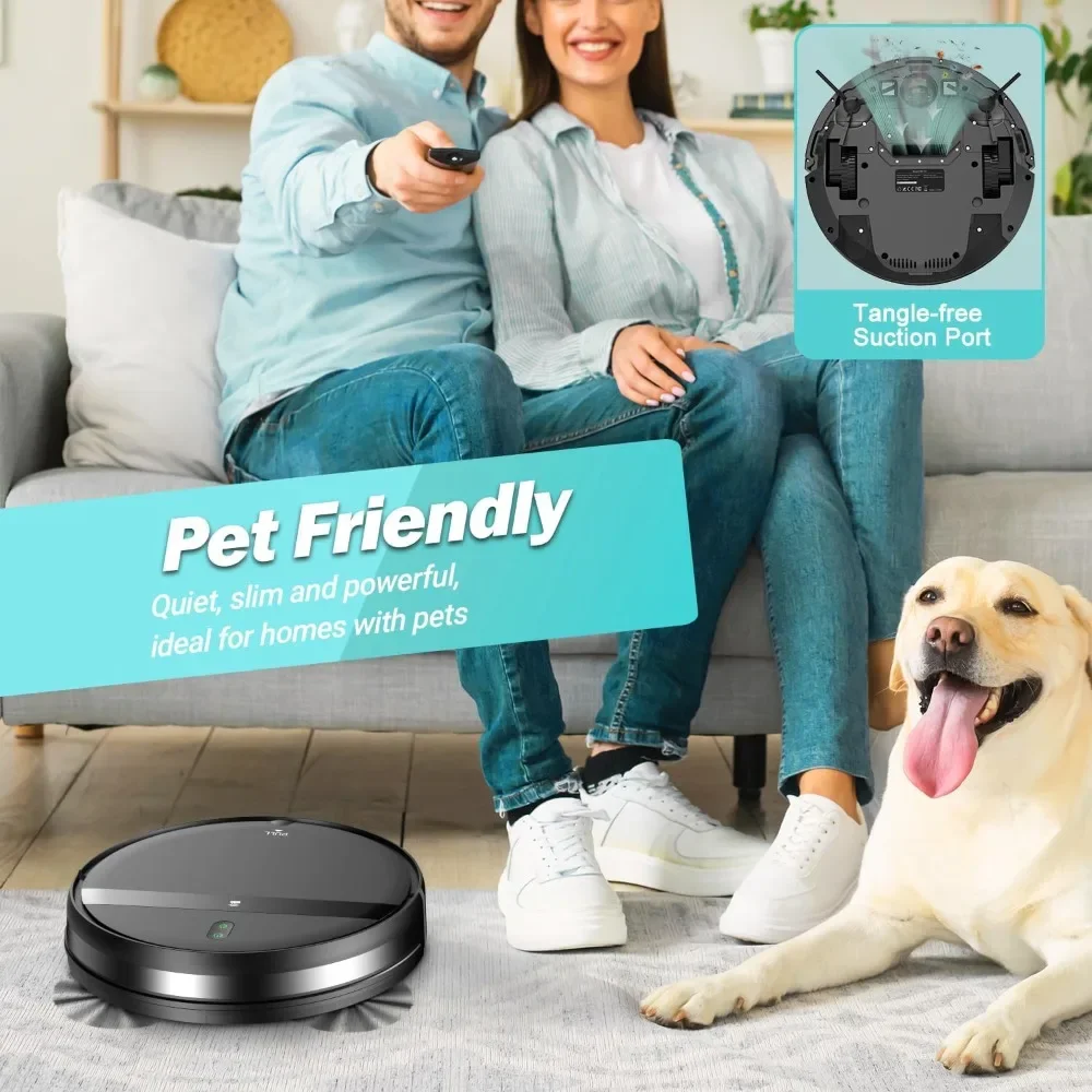 Robot Vacuum and Mop Combo for Pet Hair–2300Pa Robotic Vacuum Cleaner with WiFi/Alexa/App Control, 2H Runtime & Tangle-Free Tech