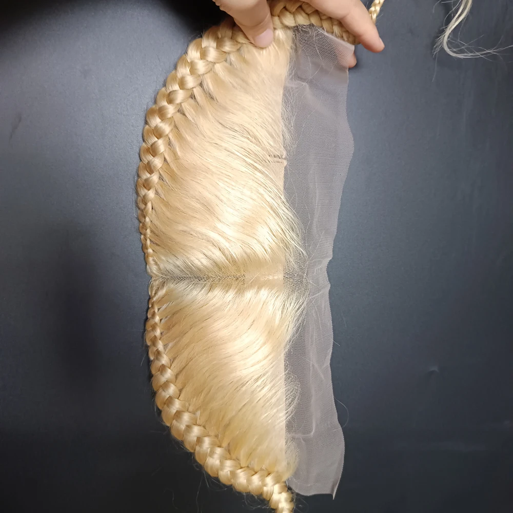 10 12 дюймов 13x4 блондинка 613 прозрачные кружевные фронтальные с косами человеческие волосы средняя часть предварительно выщипанные бразильские девственные волосы