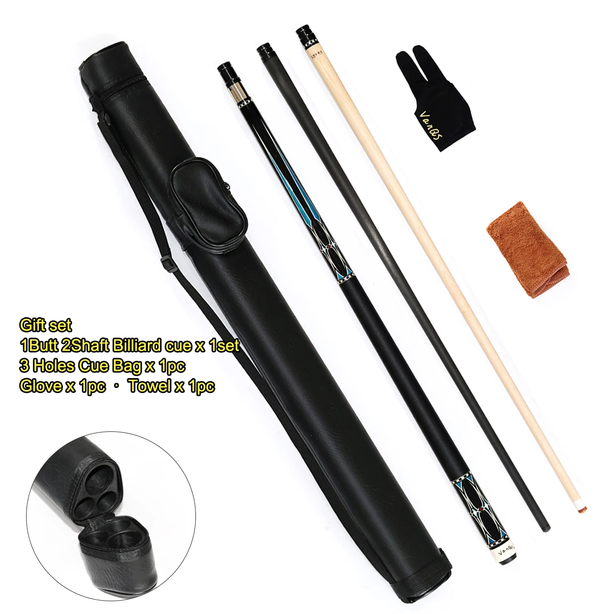 

VanQS Billiards Cue Set,High Quality Nine-ball Game Accessories Combo with Carbon Fiber Shaft,Pool Ball Equipment Collection.