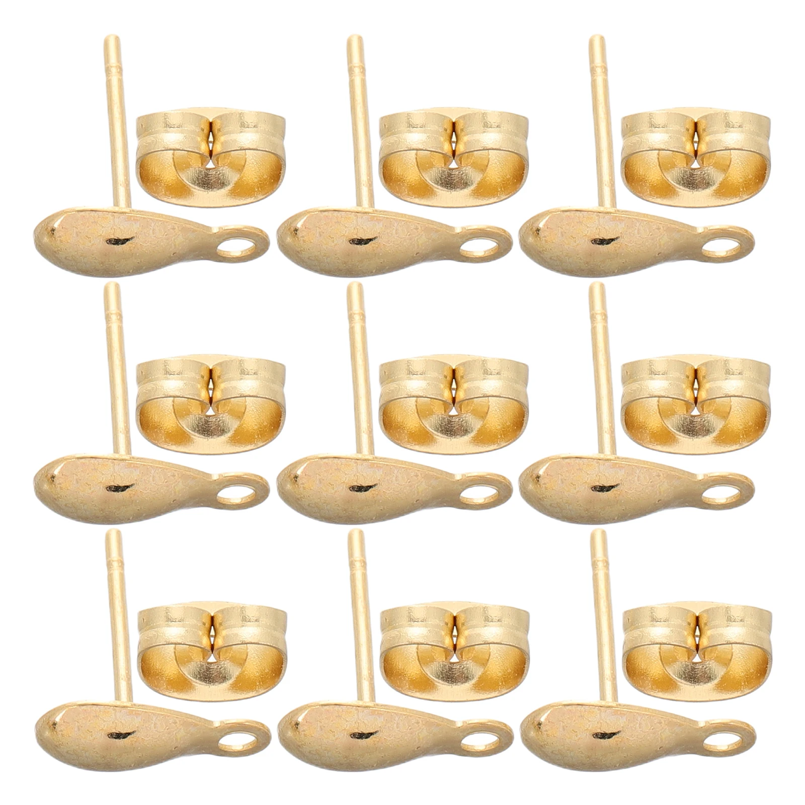 

100 Pcs Earrings Backs Golden Stainless Steel Ball Stud Lightweight DIY Jewelry Making Supplies Women Hoop Pendant Accessories