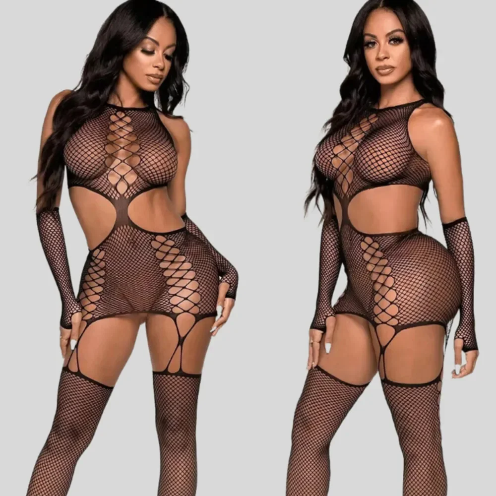 

Hot Selling Sexy Full Bodystockings Women Fishnet Open Crotch Mesh Tights Lingerie Erotic Bodysuit Sexiest Babydolls Underwear