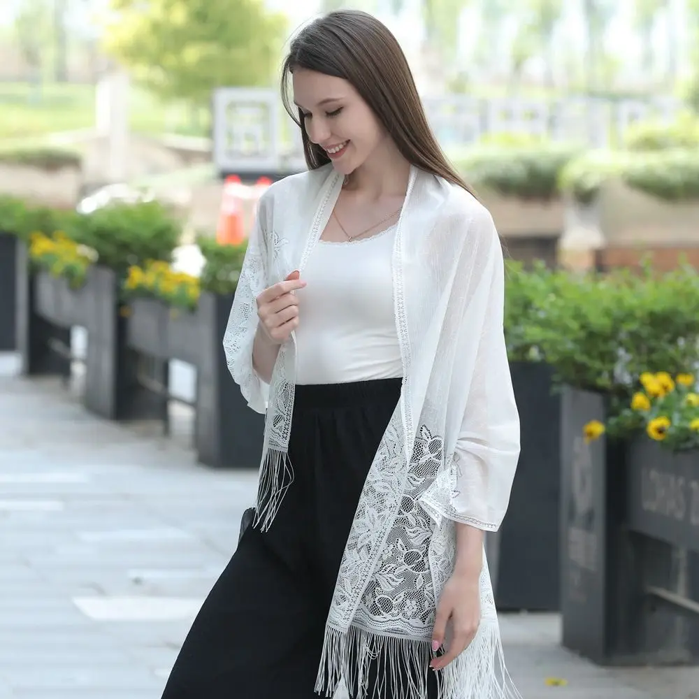 

Sunscreen Shawl Neckerchief Cheongsam Shawl Wraps Bridesmaid Shawl Tassels Lace Scarf Beach Yarn Women Scarf Bride Shawl