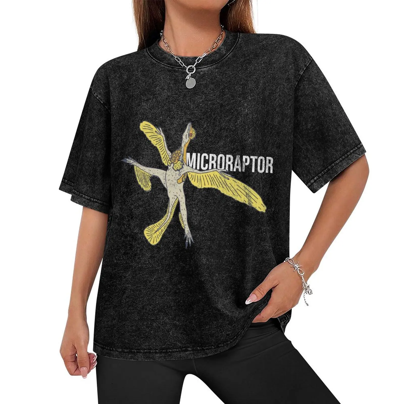 Distressed Microraptor Text - Dinosaur Species - Reptile T-Shirt new edition quick-drying Men's t shirts