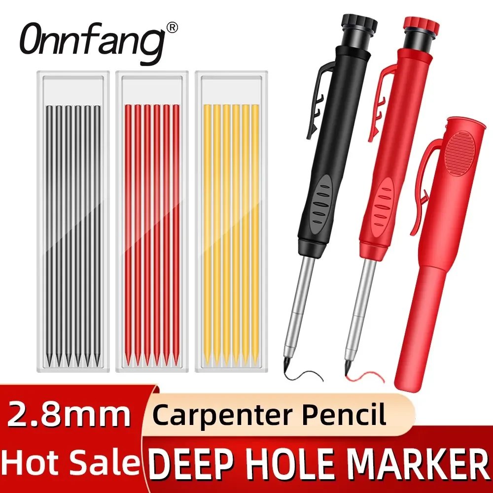 2.8mm Solid Carpenter Pencil Deep Hole Marking Pencil 1Pcs Carpenter Scriber Mechanical Pencil Scriber Refill Drawing Pencils